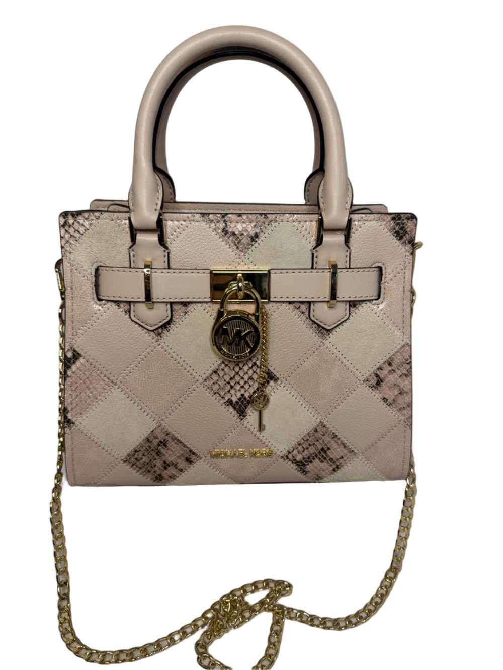 #260 Michael Kors NWOT Small Hamilton Patchwork Satchel Powder Blush